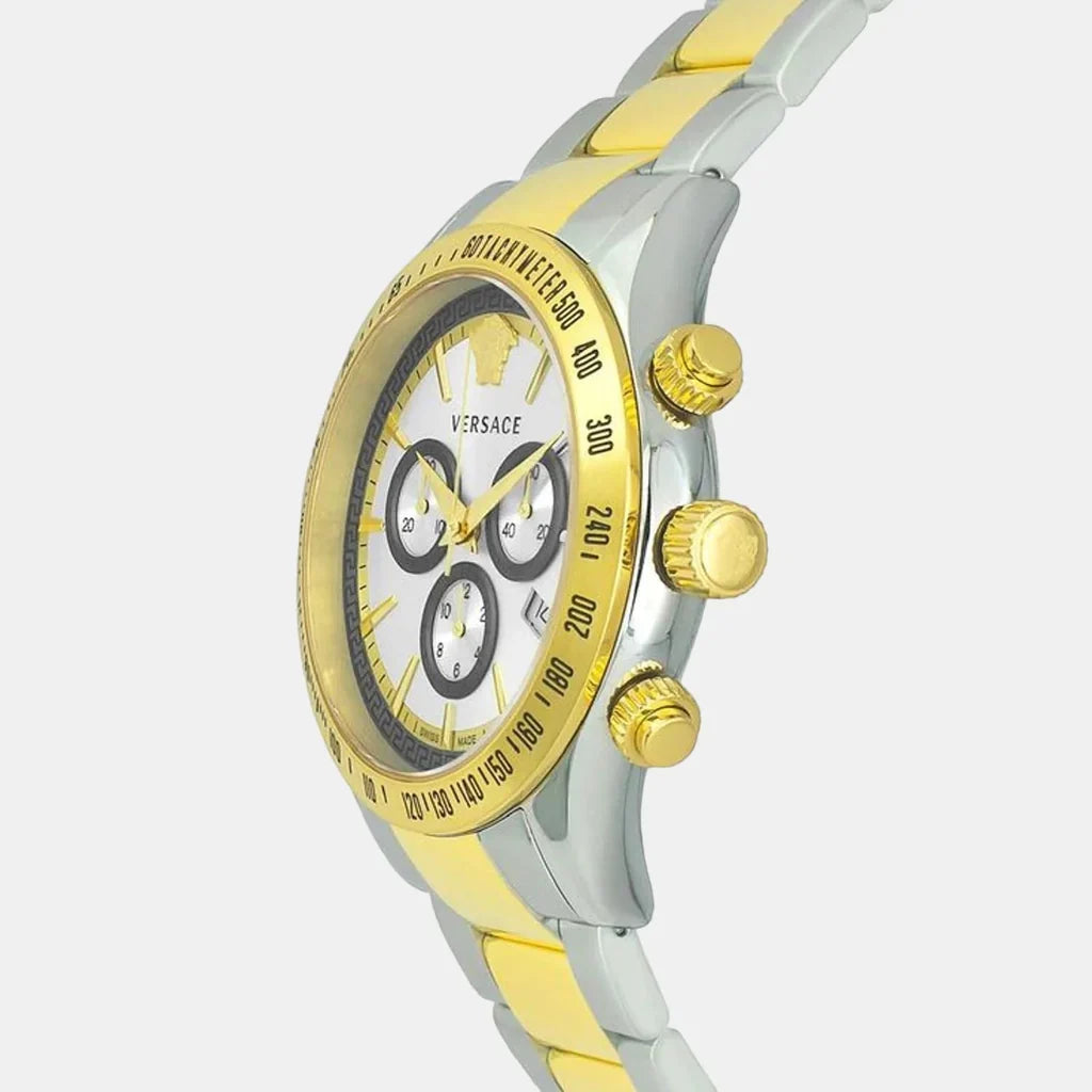 Versace Chronograph Two-Tone Stainless Silver Dial Swiss Movt Watch - VEV700519