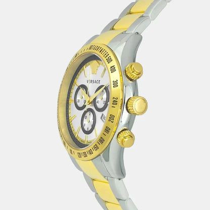 Versace Chronograph Two-Tone Stainless Silver Dial Swiss Movt Watch - VEV700519