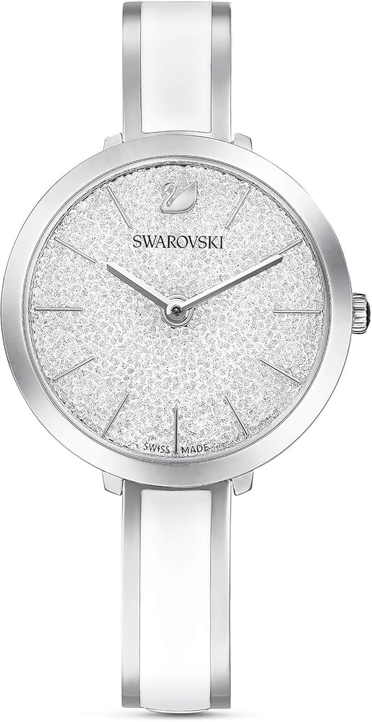 Swarovski High Tone Crystal Pave Bezel Silver Dial Silver Steel Women's Watch 5580537
