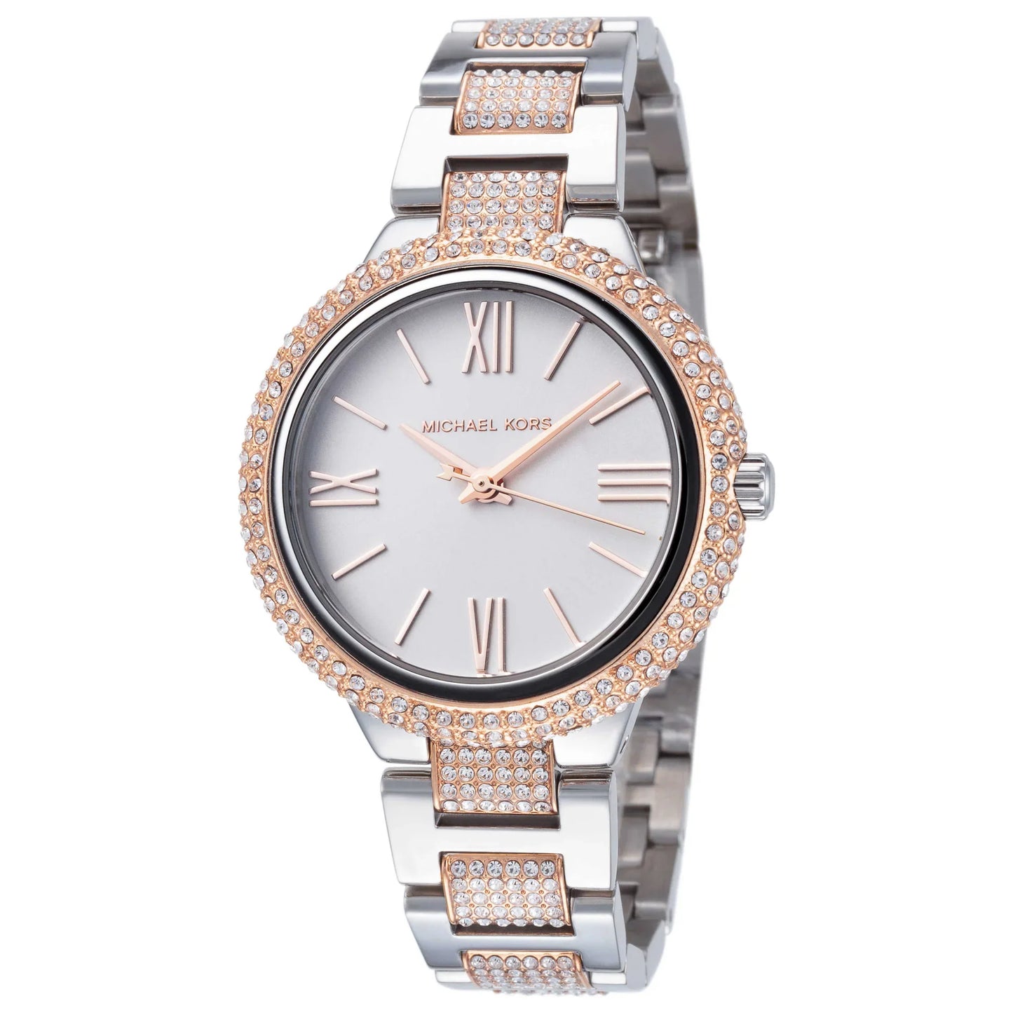 Michael Kors Taryn Rose Gold & Silver Glitz Pave Two Tone Watch MK4461