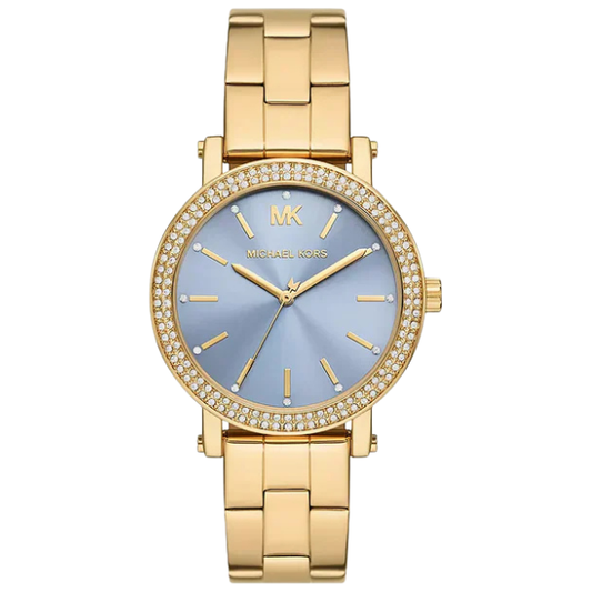 Michael Kors Slim Runway Blue Dial Gold Women's Watch - MKO1048