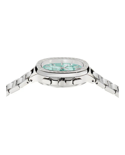 Versace V-Chrono Square Chronograph Quartz Turquoise Dial Watch VEVCA0324