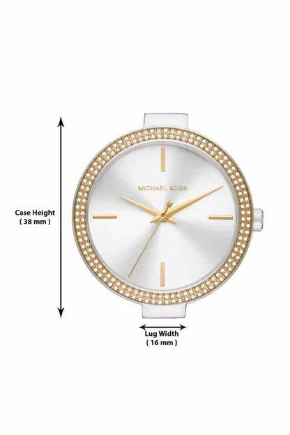 Michael Kors Michael Kors Catelyn Three-Hand Crystals Silver Dial Two Tone Steel Strap Watch MK4633