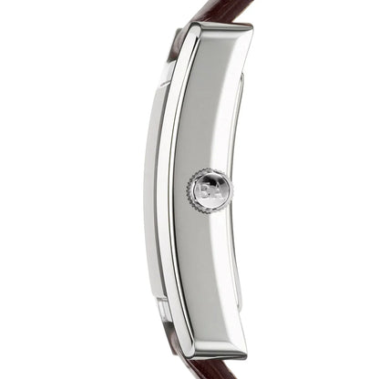 Side profile of Emporio Armani Gianni AR0155 watch showing stainless steel case depth and crown