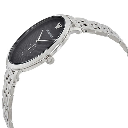 Emporio Armani AR11161 watch side view displaying thin case profile and silver bracelet