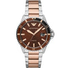 Emporio Armani Sea Explorer AR11340 two-tone watch with brown dial and rotating bezel