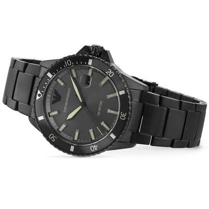 Watch Diver Diver Grey Sunray date window Dial Black PVD Men's Watch - AR11398