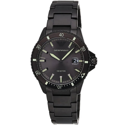 Watch Diver Diver Grey Sunray date window Dial Black PVD Men's Watch - AR11398