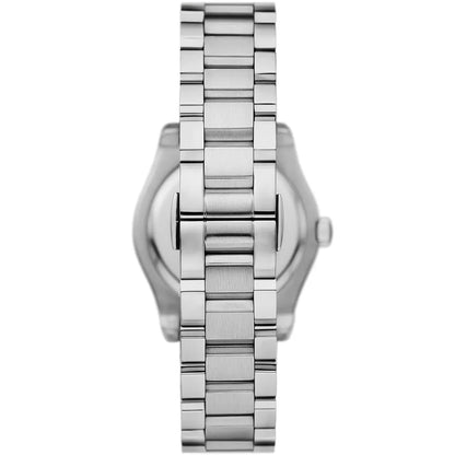 Emporio Armani Federica watch bracelet detail showing stainless steel link design