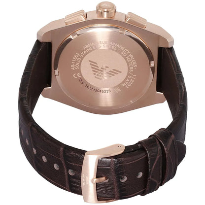 Caseback of Emporio Armani Federico showing engraved eagle logo and model number AR11563