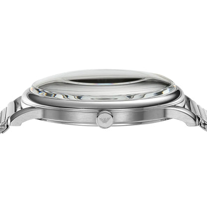 Emporio Armani AR11571 close-up of minimalist blue dial and case