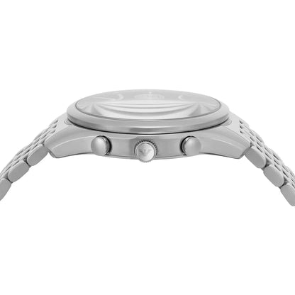 Close-up of Emporio Armani Antonio watch case showing chronograph pushers and bezel detail