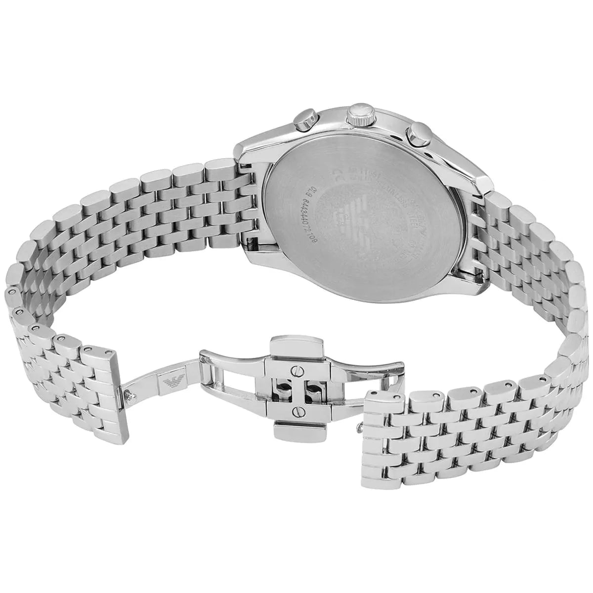 Emporio Armani Antonio watch stainless steel bracelet and clasp detail