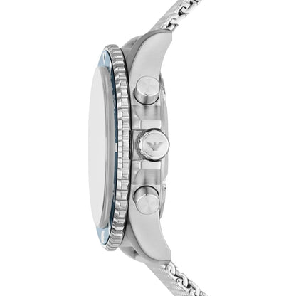 Emporio Armani AR11587 side profile showing case thickness and chronograph pushers