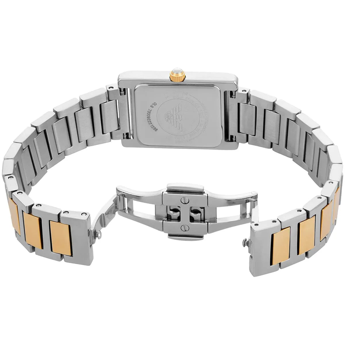 Emporio Armani Genni caseback and two-tone metal bracelet with deployant clasp