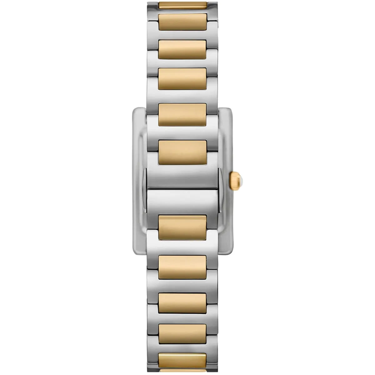 Two-tone stainless steel and gold link bracelet on Emporio Armani Genni watch