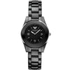 Emporio Armani Leo Small black ceramic women's watch with black dial and ceramic strap