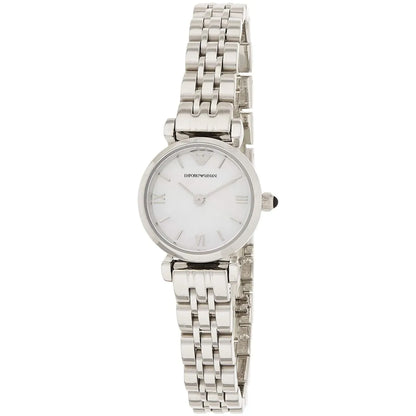 Emporio Armani Gianni T-Bar Mini White MOP Dial Silver Women's Watch - AR1688