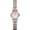 Emporio Armani Gianni T-Bar Mini women's watch with white MOP dial and two-tone bracelet