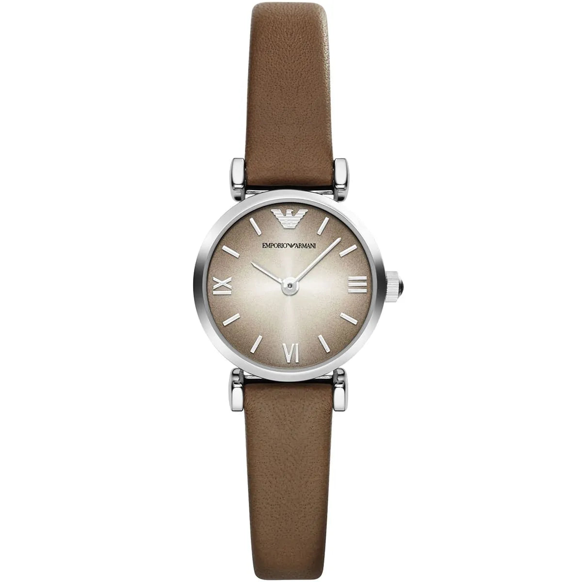 Emporio Armani Gianni T-Bar Mini women's watch with brown dial and brown leather strap