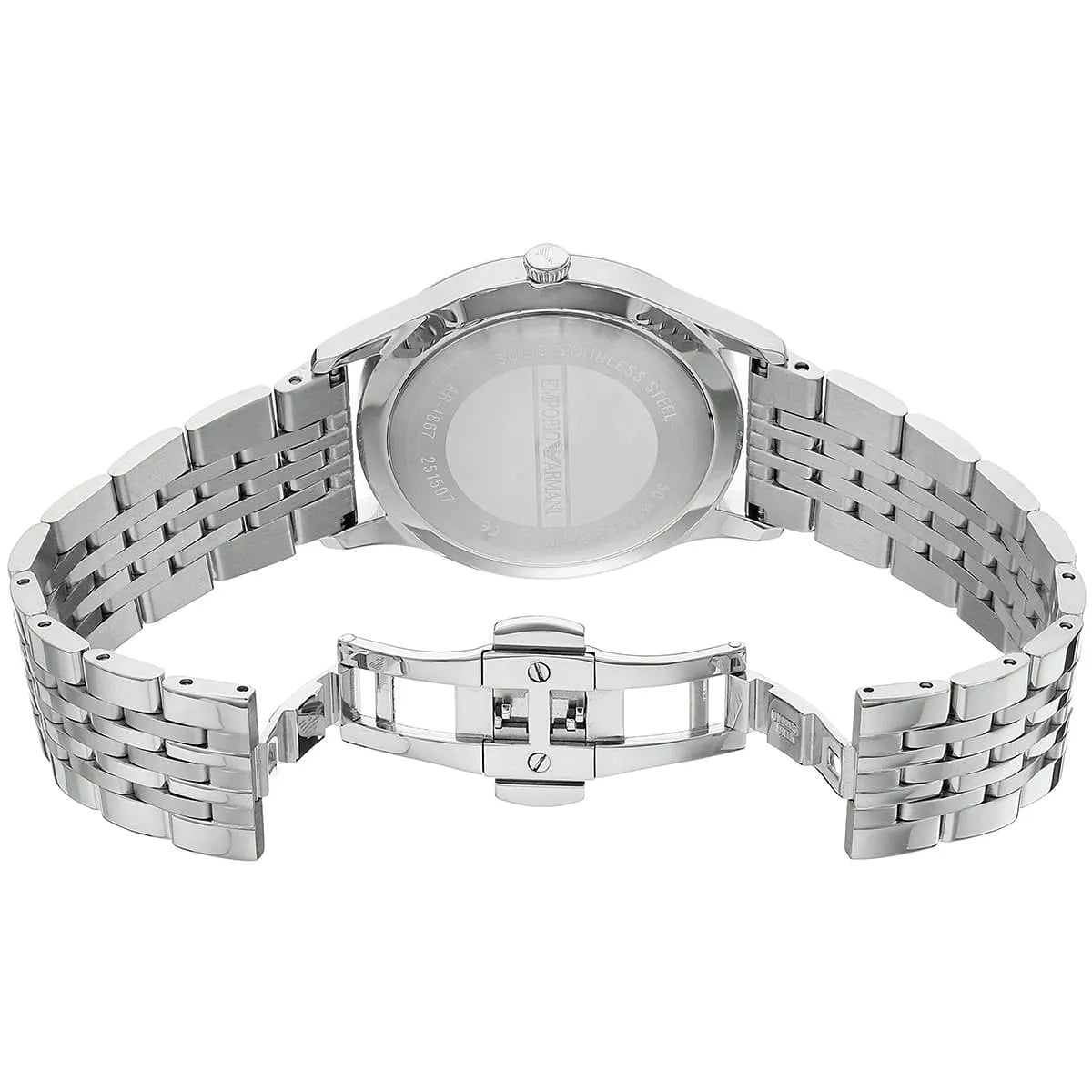 Emporio Armani Beta Large caseback and bracelet detail view