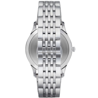 Emporio Armani Beta Large watch caseback and strap detail in silver