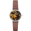 Emporio Armani Gianni T-Bar women's watch with tortoiseshell brown dial and light brown leather strap
