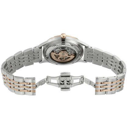 Emporio Armani Meccanico AR1921 caseback showing mechanical movement and crystal