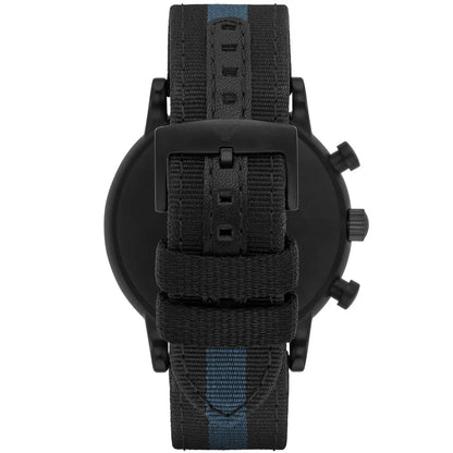 AR1948 Emporio Armani Luigi watch caseback with striped textile and leather strap