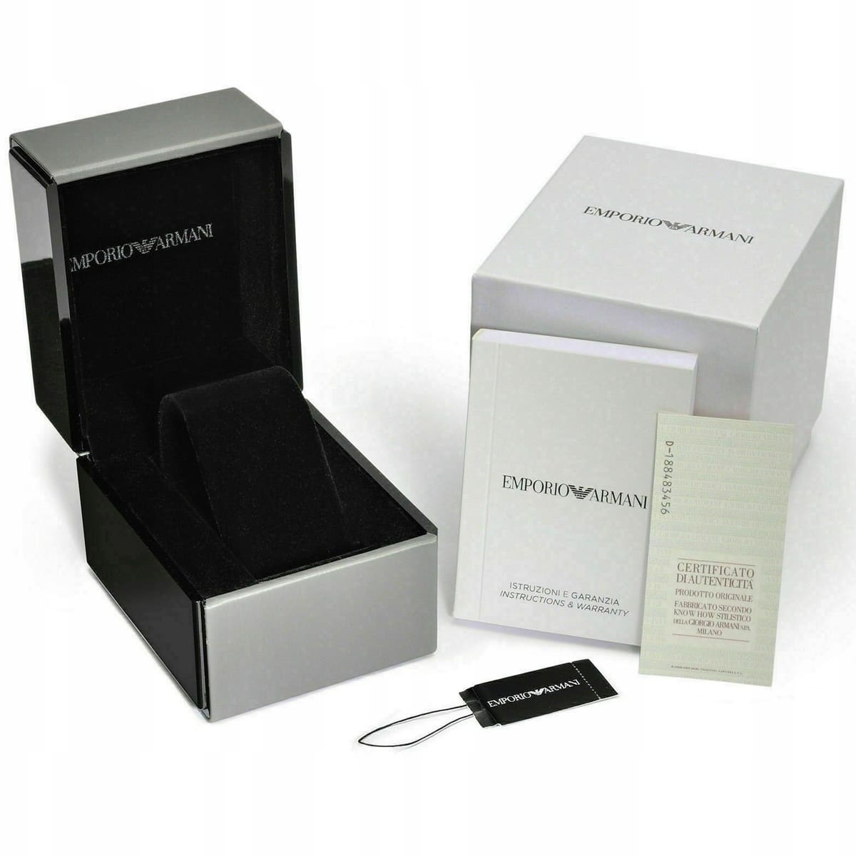 Emporio Armani AR5919 watch packaging and presentation box with certificate of authenticity