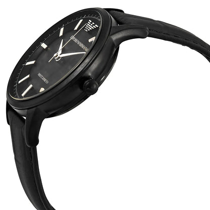 Emporio Armani Renato Automatic Skeleton Black Genuine Leather Men's Watch - AR60042