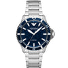 Emporio Armani Diver Automatic Uni-directional rotating blue bezel Silver Men's Watch - AR60059