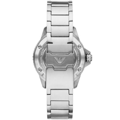 Emporio Armani Diver Automatic Uni-directional rotating blue bezel Silver Men's Watch - AR60059