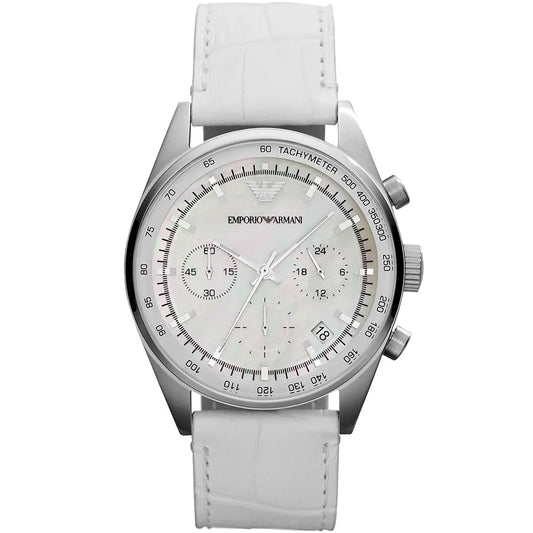 Emporio Armani Chronograph White Leather Women's Watch AR6011