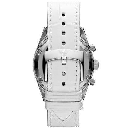 Emporio Armani Chronograph White Leather Women's Watch AR6011