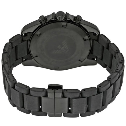 Emporio Armani Tazio Large chronograph black silicone-wrapped stainless steel bracelet rear view
