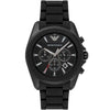 Emporio Armani Tazio Large chronograph watch with matte black dial and black silicone-wrapped stainless steel bracelet