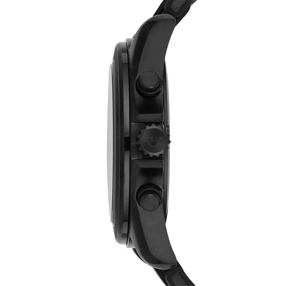 Emporio Armani Tazio Large chronograph watch side profile showing crown, pushers and bracelet thickness