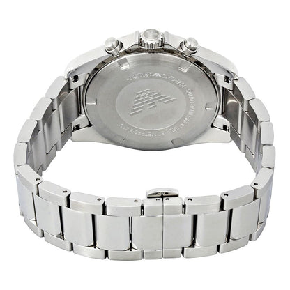 Emporio Armani Sigma chronograph watch caseback with closed display showing Armani logo