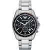 Emporio Armani Sigma chronograph watch with black dial and silver stainless steel strap