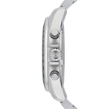 Emporio Armani Sigma watch side profile showing pusher buttons and stainless steel case