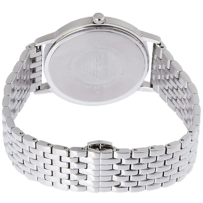 Emporio Armani Kappa caseback showing stainless steel bracelet and watch back