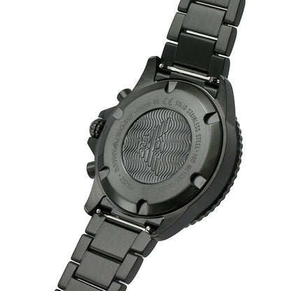 AR80050 watch caseback showing serial engravings and stainless steel