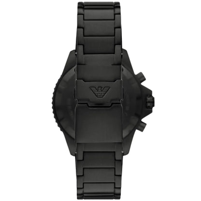 AR80050 caseback view showing stainless steel back and Emporio Armani logo