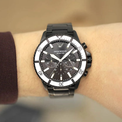 AR80050 Emporio Armani diver chronograph watch worn on wrist