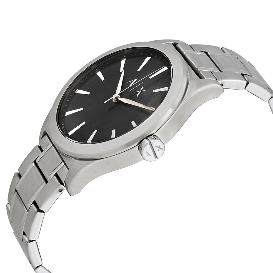 Armani Exchange AX2320 watch side profile view showing silver-tone case and bracelet