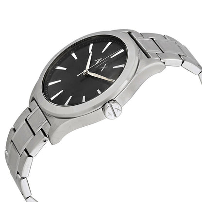 Armani Exchange AX2320 watch side profile view showing silver-tone case and bracelet