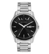 Armani Exchange Banks AX1733 watch with black dial, day-date window, silver stainless steel case and bracelet