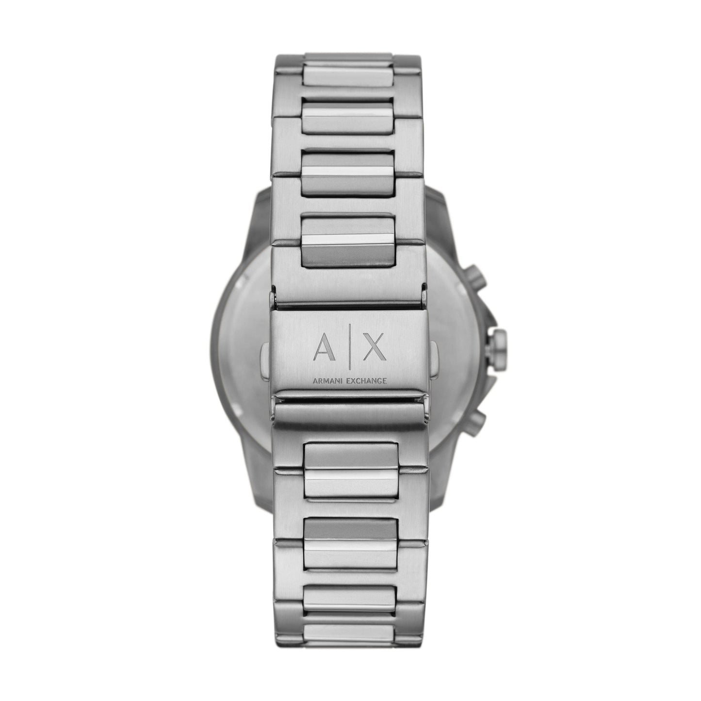 Armani Exchange AX1742 caseback and stainless steel bracelet detail