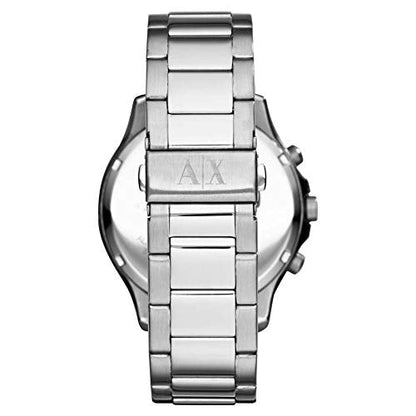 Armani Exchange Banks watch caseback view showing stainless steel bracelet